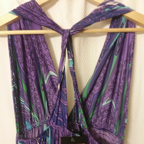 1970s style Maxi Halter Dress with twisted back detail - Picture 4 of 5